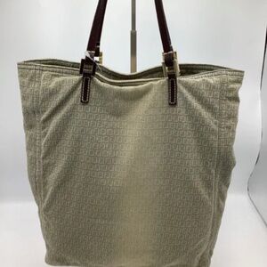 FENDI ZUCCA Distressed Denim TOTE HANDBAG